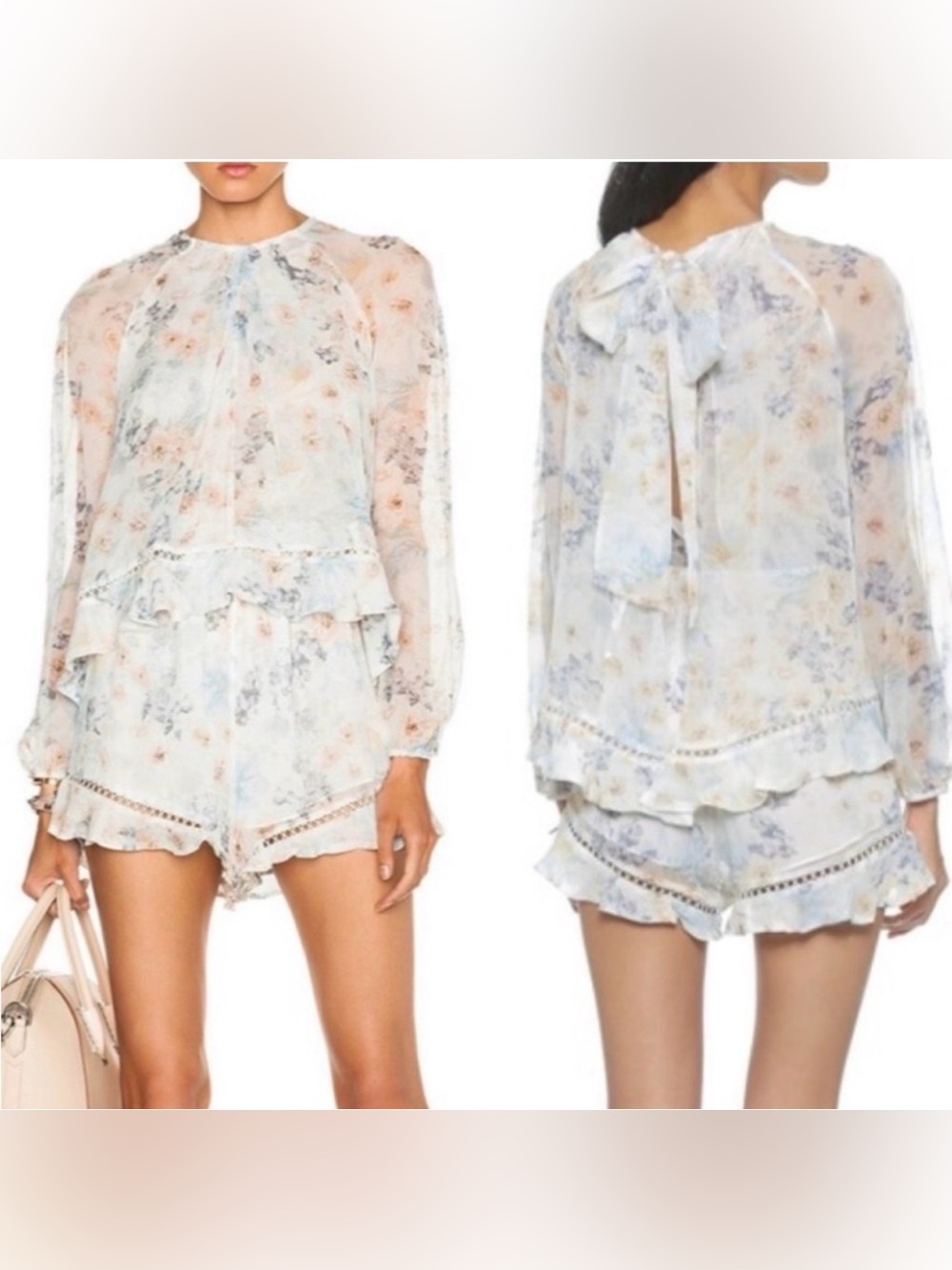 Zimmermann Tarot Floral Silk georgette Playsuit Layered Romper Size 1 US 6 Luxe